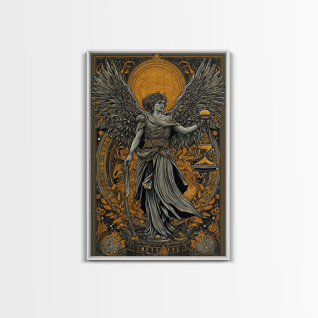Astraeus Titan Of Stars And Dusk, Canvas Gold Canvas Print, Real Wood Frame, Mythology Wall Art, Greek God Celestial Decor