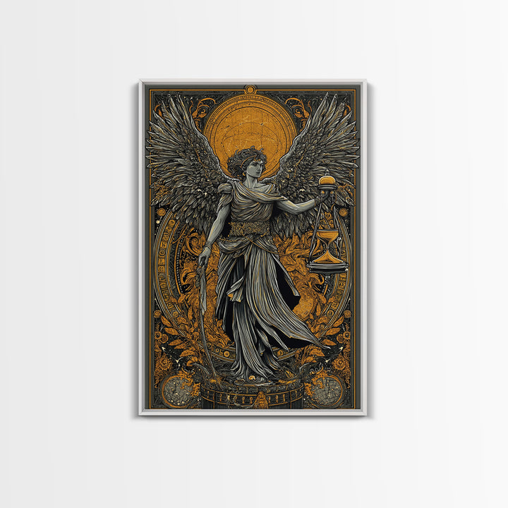 Astraeus Titan Of Stars And Dusk, Canvas Gold Canvas Print, Real Wood Frame, Mythology Wall Art, Greek God Celestial Decor