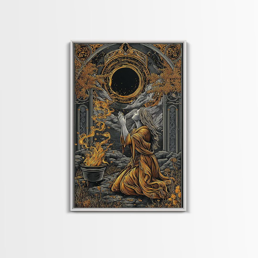 Hera Goddess With Peacocks, Mythology Throne Art, Canvas Gold Canvas Print, Ancient Greek Wall Decor, Real Wood Frame