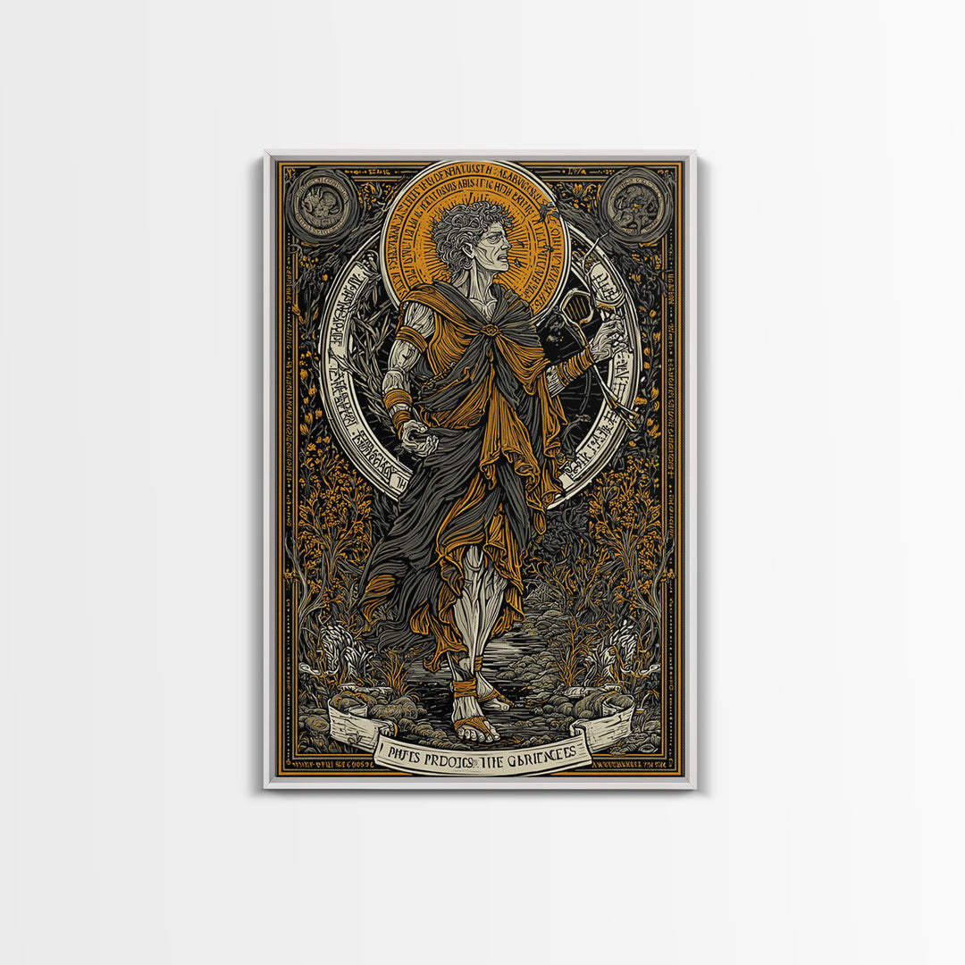 Hera Goddess On Throne With Sun Halo, Mythology Canvas Gold Canvas Print, Regal Greek Goddess Art, Real Wood Frame