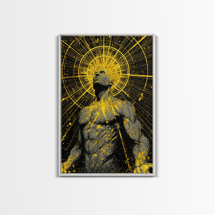 Ancient Greek Goddess Hera Mosaic, Mythology Throne Canvas Gold Art, Timeless Goddess Wall Print, Real Wood Frame