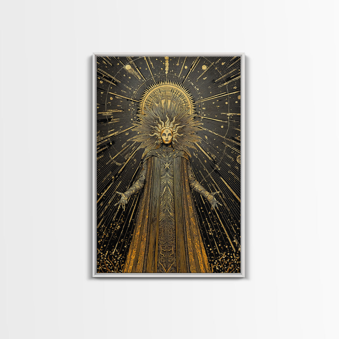 Queen Hera With Crown And Lions, Regal Mythology Goddess, Canvas Gold Canvas Print, Greek Art Wall Decor, Real Wood Frame