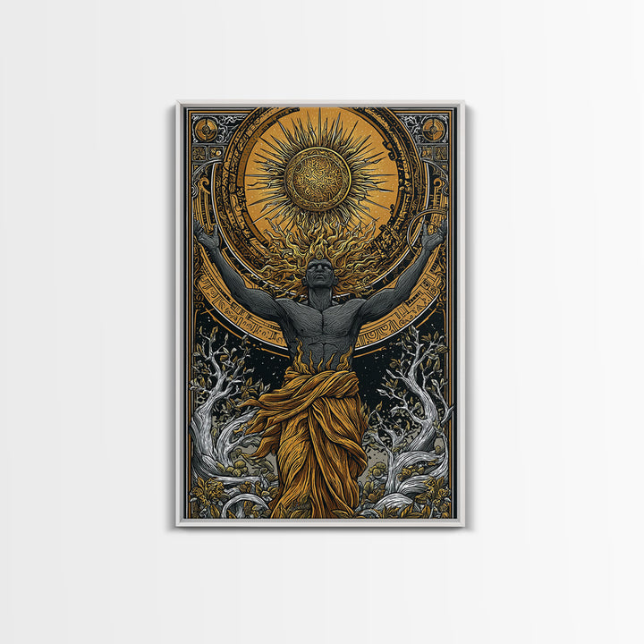 Hermes Greek God In Flight, Mythology Messenger Art, Canvas Gold Canvas Print, Ancient Greek Decor, Real Wood Frame