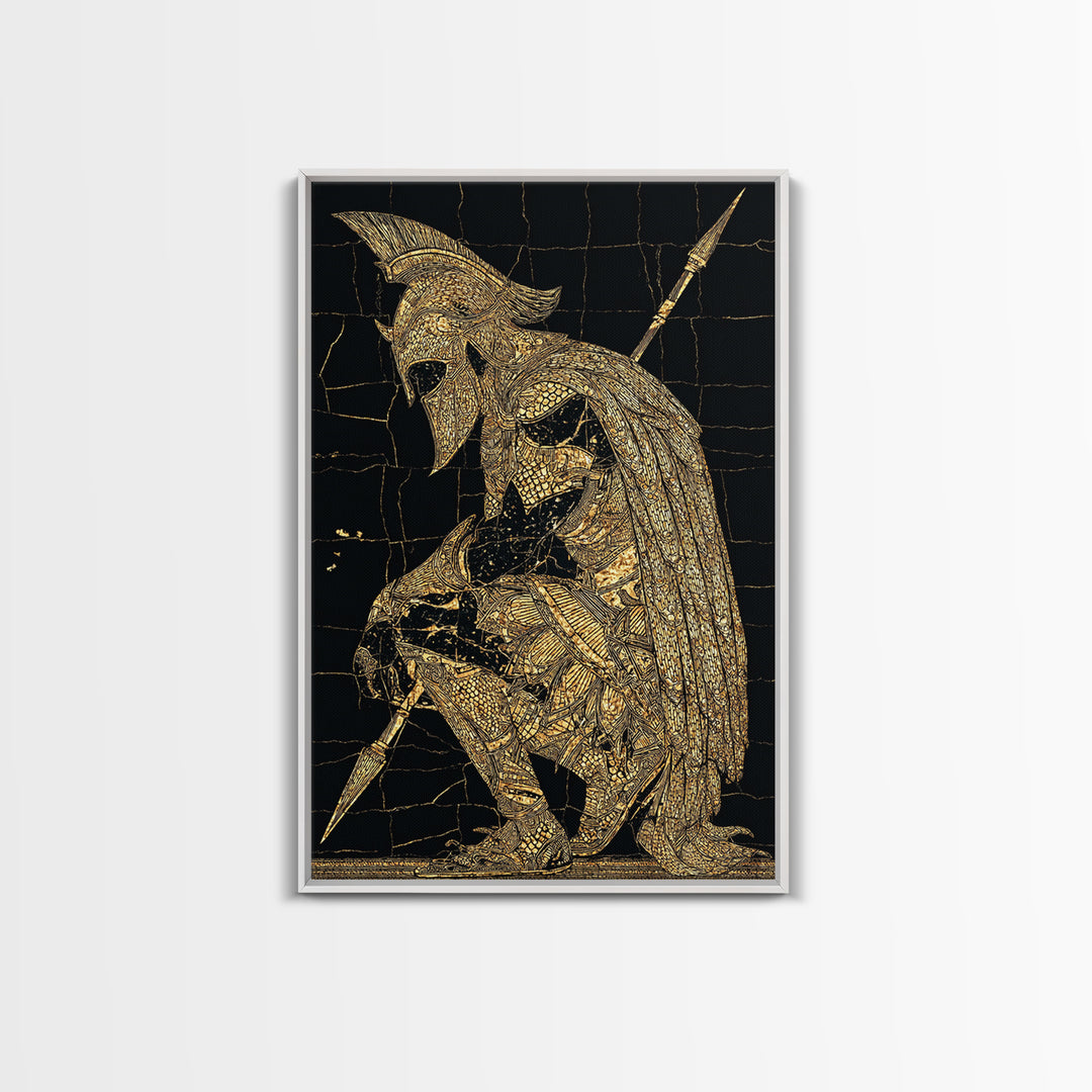 Snake Goddess Medusa Canvas Gold Canvas Print, Mythology Wall Art, Serpent Monster Artwork, Ancient Fantasy Decor Real Wood Frame