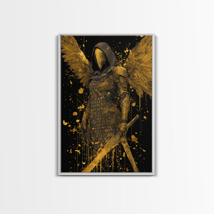 Medusa Serpent Head Canvas Gold Canvas Print, Classical Myth Wall Art, Ancient Monster Artwork, Legendary Creature Decor Wood Frame