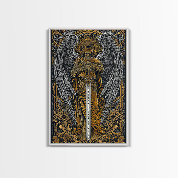 Medusa Gorgon Canvas Gold Canvas Print, Ancient Mythology Wall Art, Serpent Goddess Artwork, Legendary Fantasy Decor Real Wood Frame