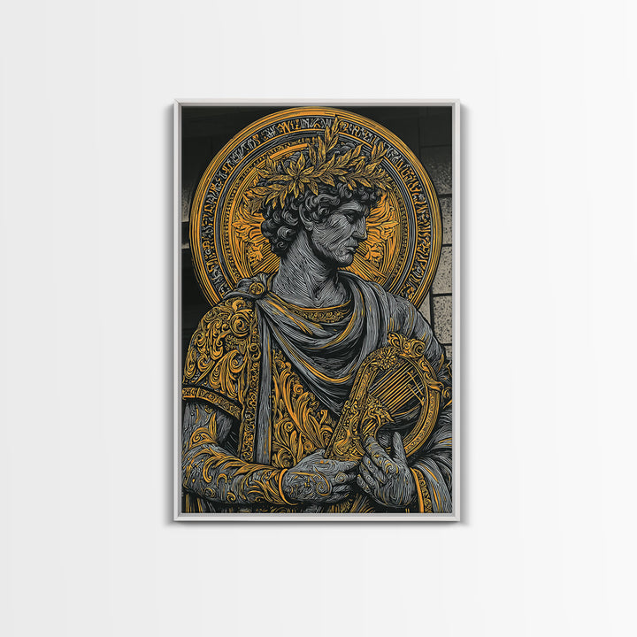 Gorgon Serpent Head Canvas Gold Canvas Print, Medusa Mythology Art, Ancient Creature Wall Decor, Legendary Fantasy Artwork Frame