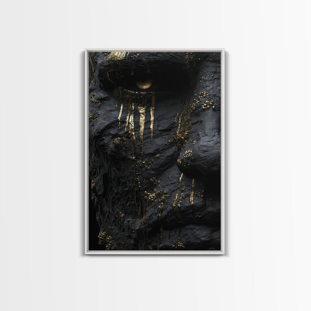 Viking God Odin Canvas Gold Art, Norse Mythology Inspired Canvas Print, Real Wood Frame, Powerful Nordic Warrior Wall Decor