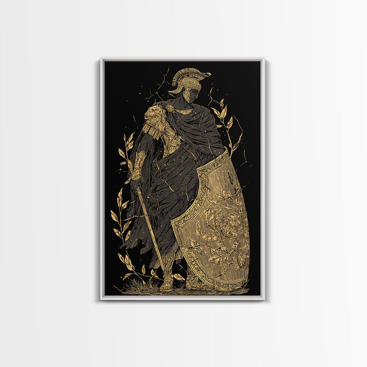 Chariot Goddess Canvas Gold Canvas Print, Ancient Mythology Art, Real Wood Frame, Celestial Wall Decor, Luxury Artwork