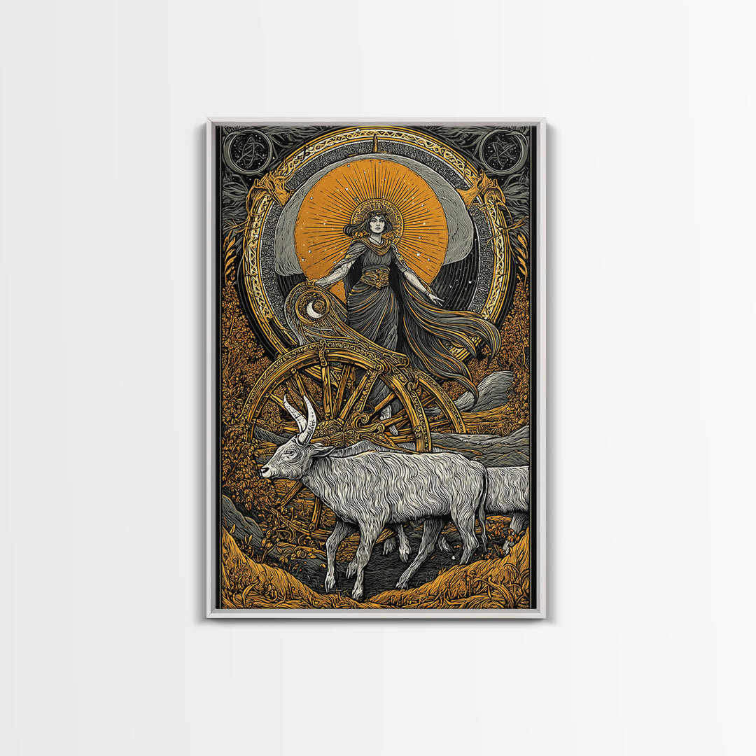 Rhea Canvas Gold Canvas Print, Titaness Mother Goddess Art, Real Wood Frame, Ancient Greek Decor, Mythology Artwork