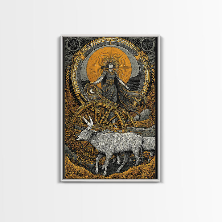 Rhea Canvas Gold Canvas Print, Titaness Mother Goddess Art, Real Wood Frame, Ancient Greek Decor, Mythology Artwork