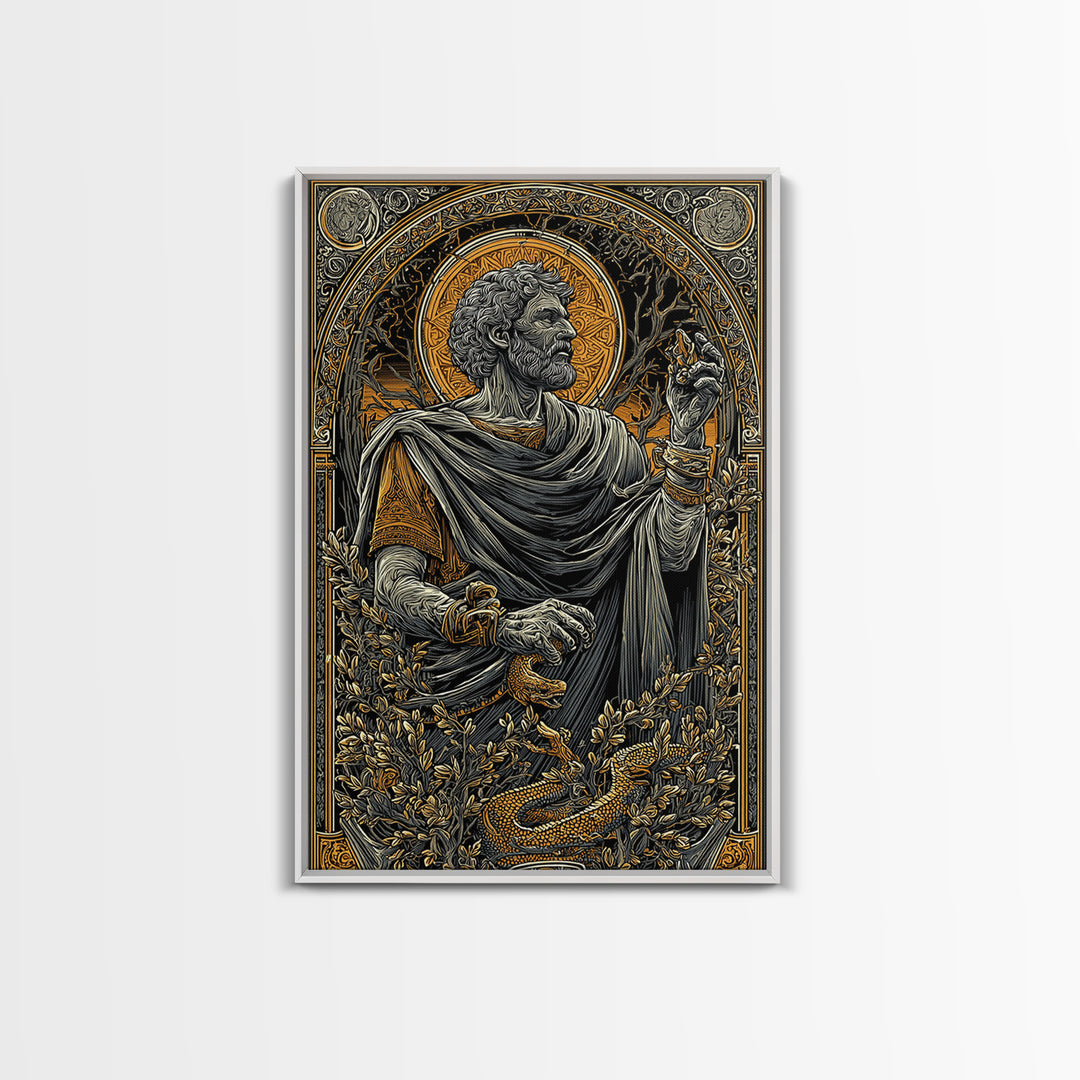 Seneca Canvas Gold Canvas Print, Roman Philosopher Art, Real Wood Frame, Classical Wall Decor, Ancient Canvas Artwork