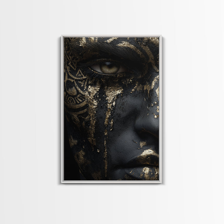 Roman Warrior Canvas Gold Canvas Print, Mythology Wall Art, Luxury Home Decor, Ancient History Artwork, Real Wood Frame