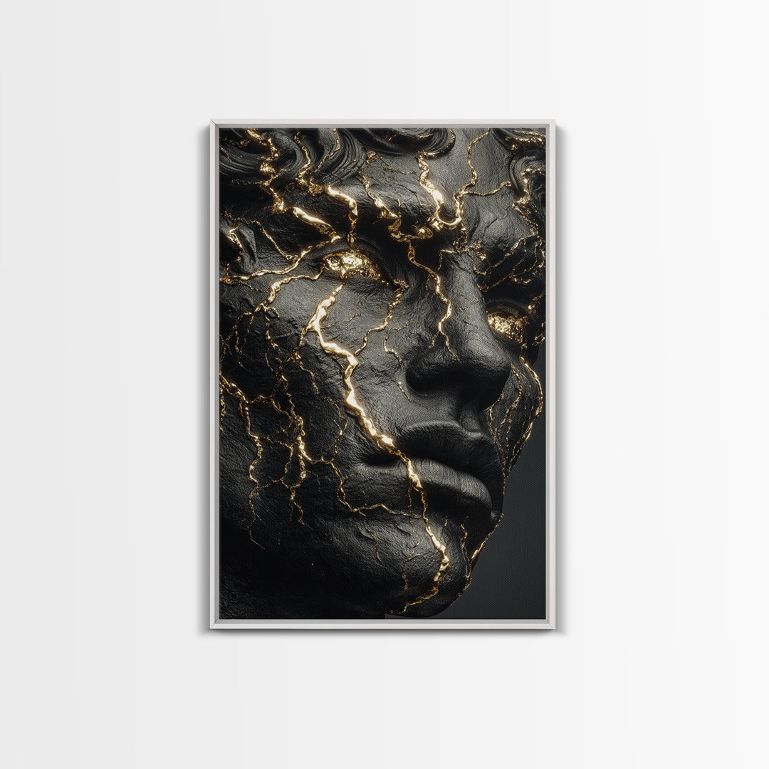 Emperor Portrait Canvas Gold Canvas Print, Ancient Roman Wall Art, Museum Style Home Decor, Classical Warrior Artwork, Wood Frame