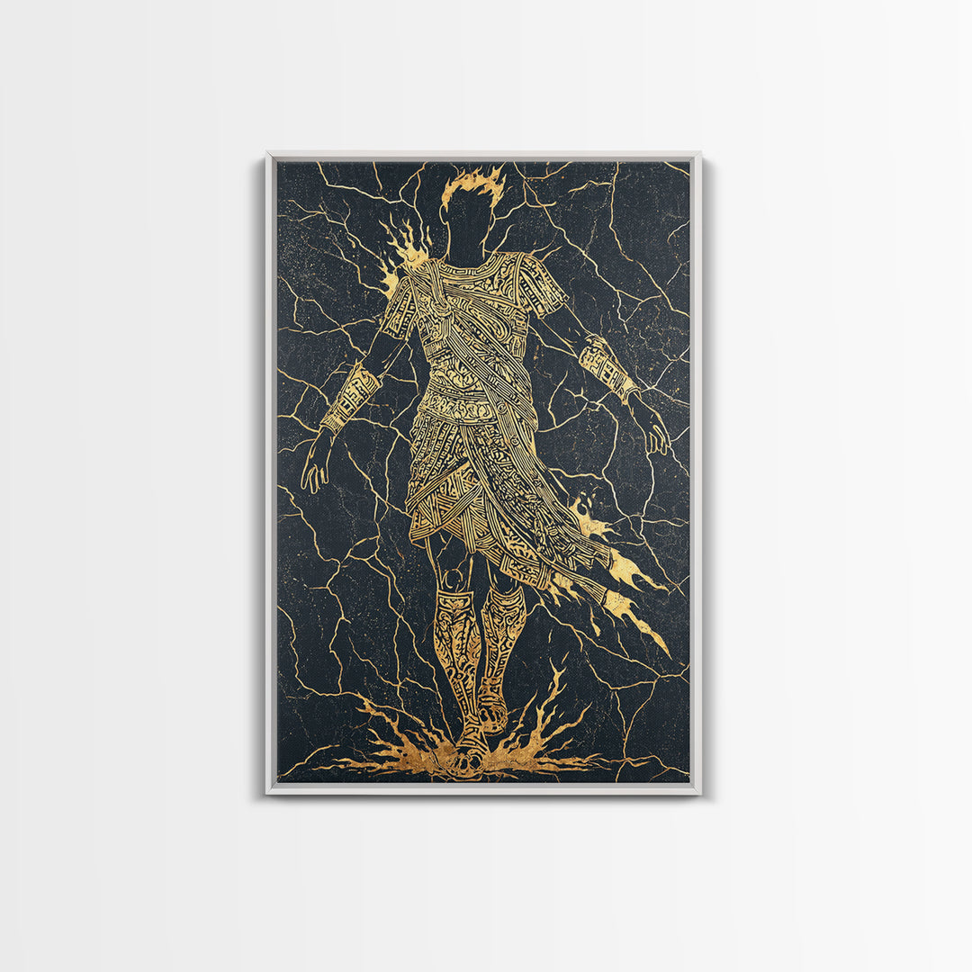 Mythology Inspired Canvas Gold Canvas Print, Roman Emperor Wall Art, Historical Home Decor, Ancient Regal Artwork, Real Wood Frame
