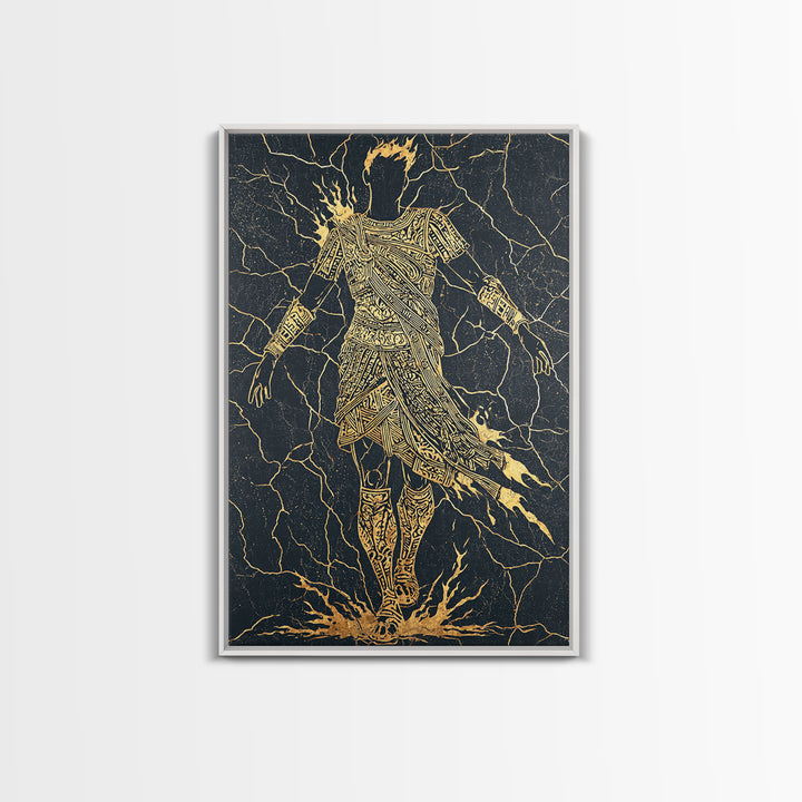 Mythology Inspired Canvas Gold Canvas Print, Roman Emperor Wall Art, Historical Home Decor, Ancient Regal Artwork, Real Wood Frame