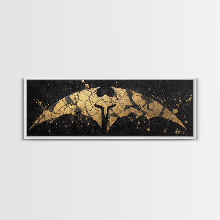 Spartan Helmet Emblem, Abstract Mythology Symbol Decorative Artwork, Gold Canvas Print, Real Wood Frame Warrior Wall Art