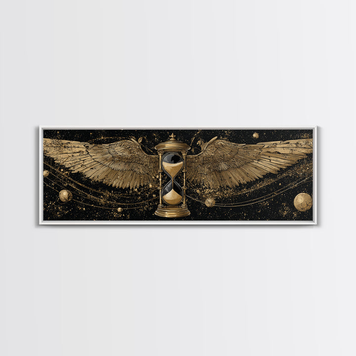 Astraeus Titan Of Stars Artwork, Greek Mythology Gold Canvas Print, Celestial Titan Wall Art, Real Wood Frame