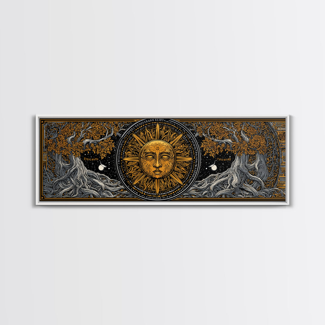 Coeus Titan Of Intellect Artwork, Greek Mythology Inspired Gold Canvas Print, Ancient Titan Wall Art, Real Wood Frame