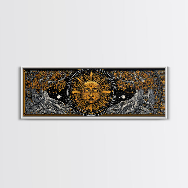 Coeus Titan Of Intellect Artwork, Greek Mythology Inspired Gold Canvas Print, Ancient Titan Wall Art, Real Wood Frame