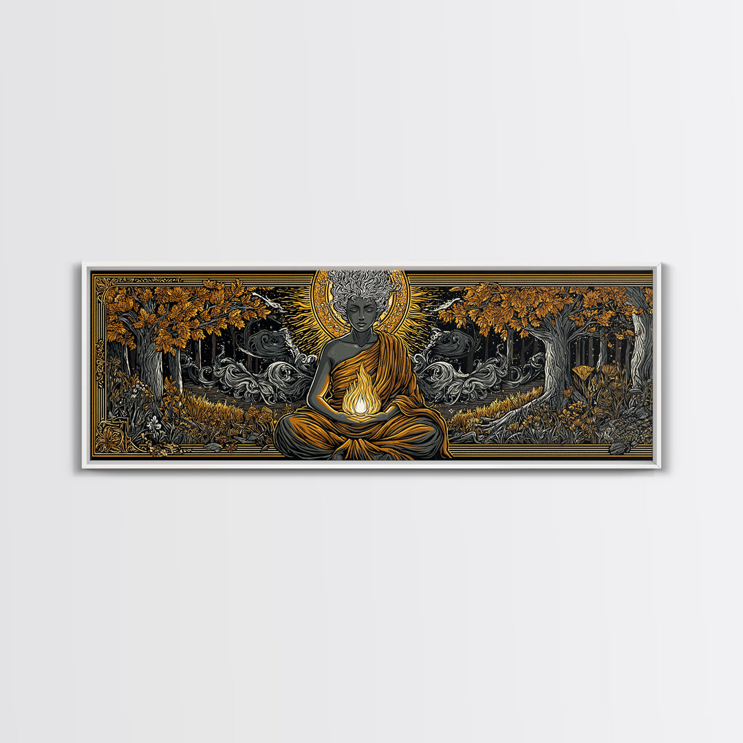Hestia Gold Canvas Print, Greek Goddess Of Hearth And Fire, Mythology Wall Art, Real Wood Frame, Unique Luxury Home Decor