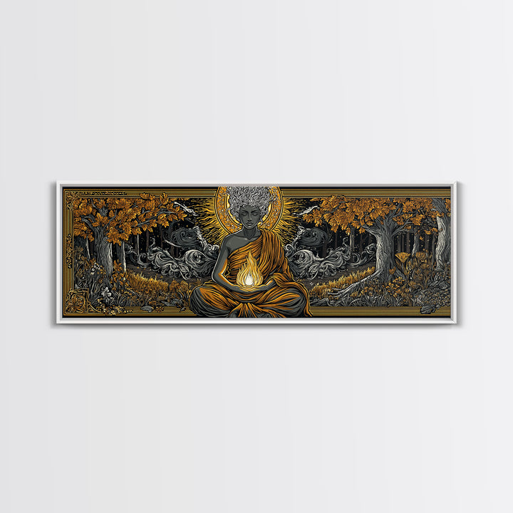 Hestia Gold Canvas Print, Greek Goddess Of Hearth And Fire, Mythology Wall Art, Real Wood Frame, Unique Luxury Home Decor