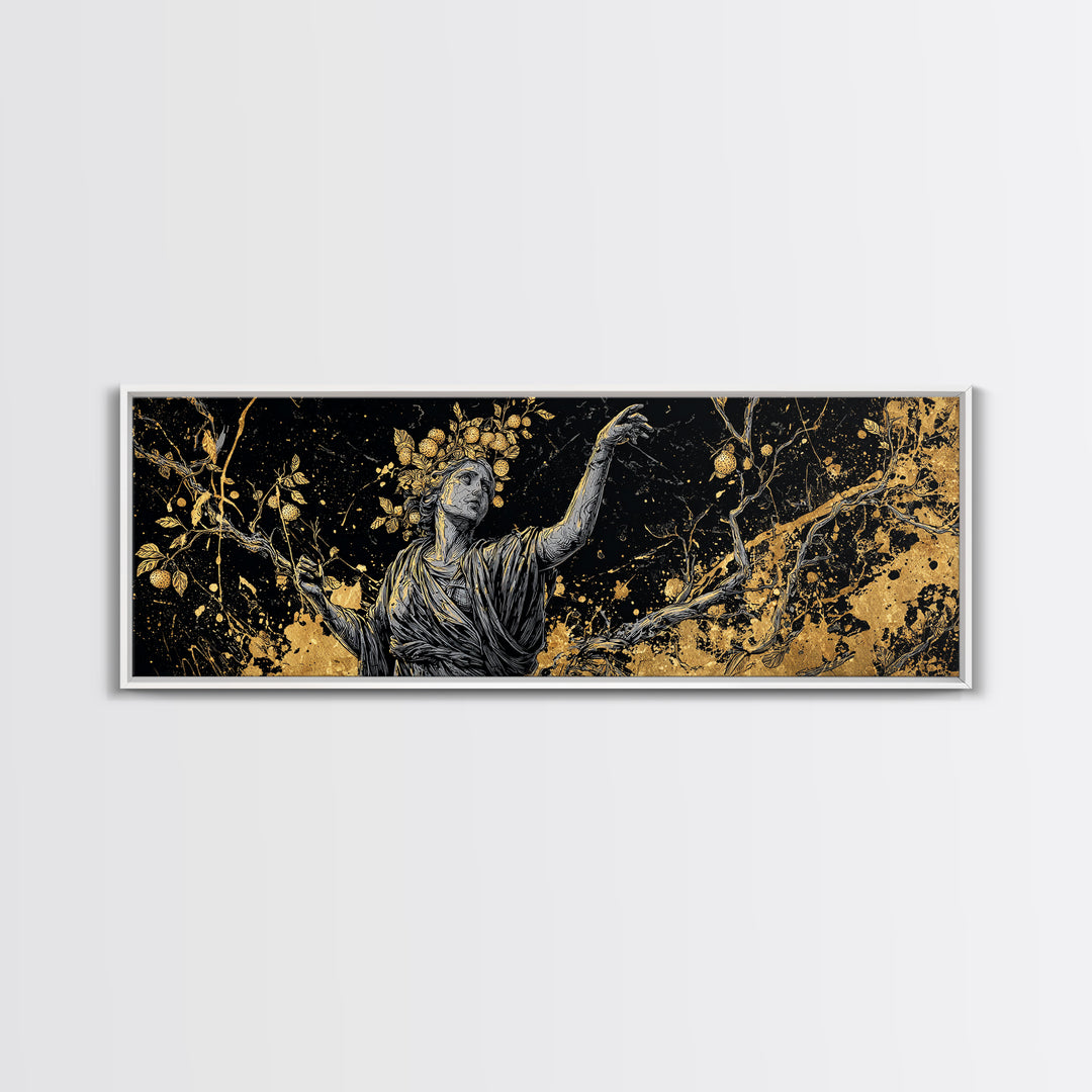 Persephone Harvest Gold Canvas Print, Goddess Wall Art, Real Wood Frame, Mythology Artwork For Home Or Office