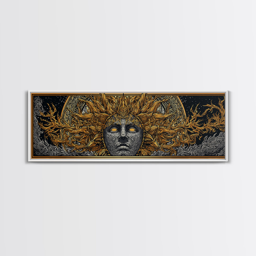 Prometheus God Gold Canvas Art, Mythology Inspired Wall Print, Real Wood Frame Canvas Print, Regal Decor Statement Piece