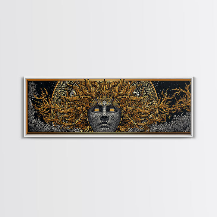 Prometheus God Gold Canvas Art, Mythology Inspired Wall Print, Real Wood Frame Canvas Print, Regal Decor Statement Piece