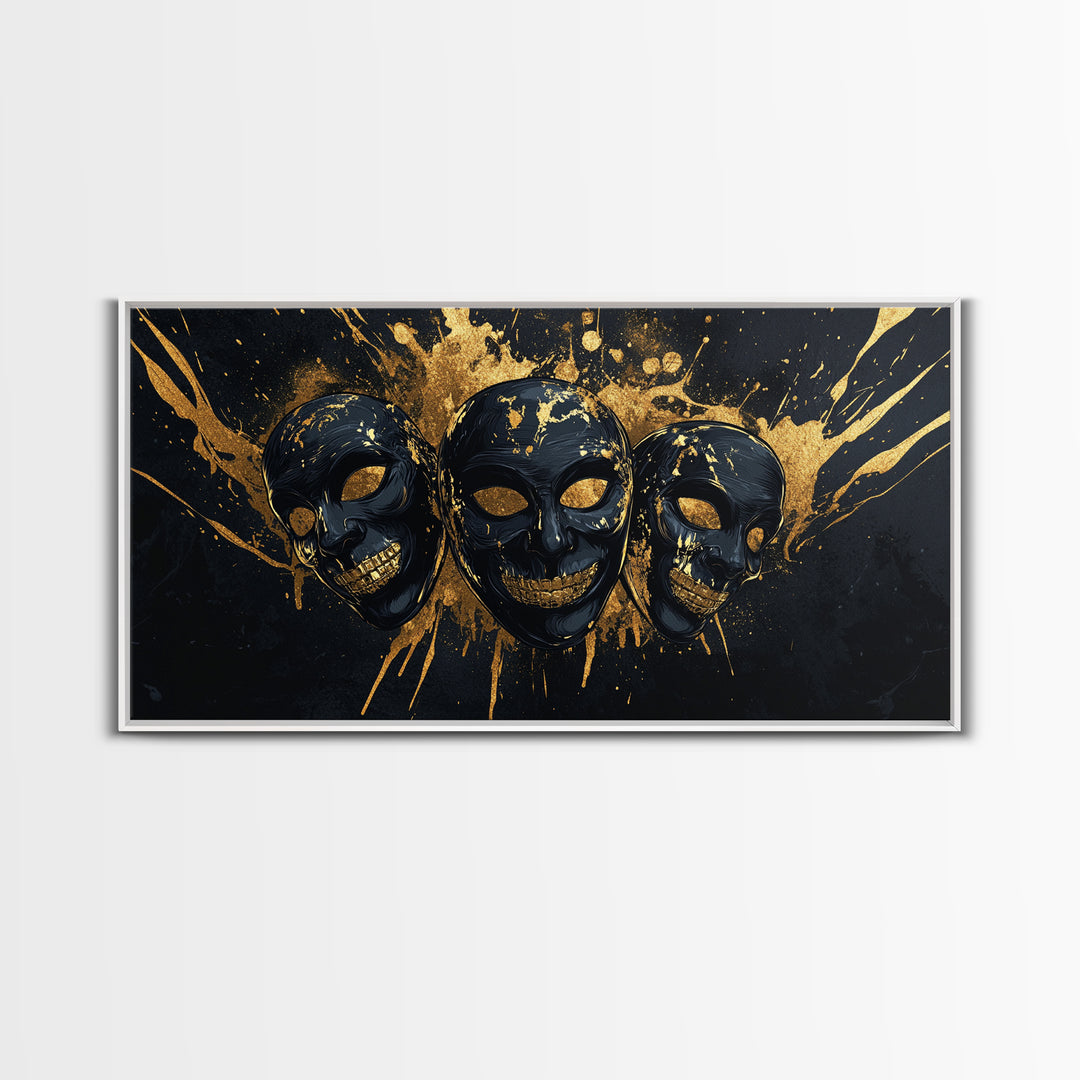 Sacred Goddess Gold Canvas Print, Ornate Splatter Art On Canvas, Real Wood Frame Wall Décor, Mystical Divine Artwork