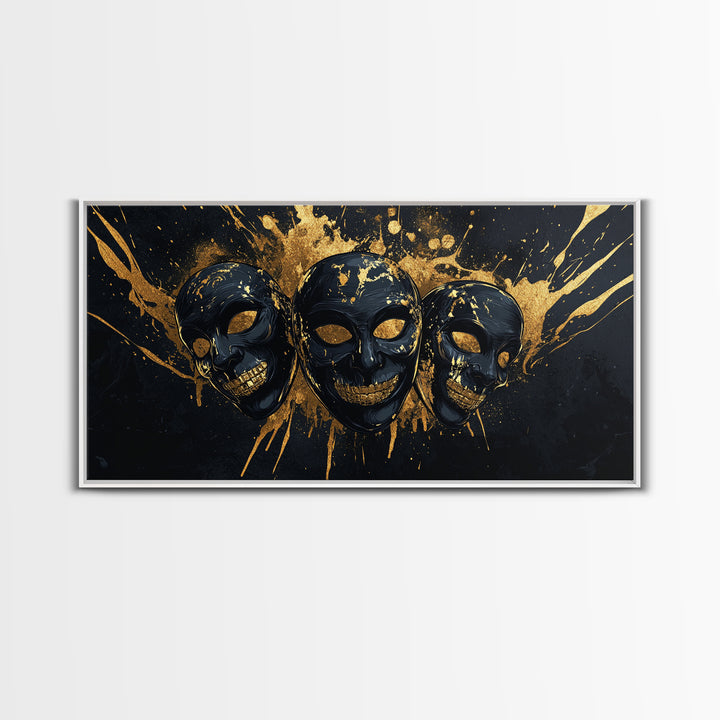 Sacred Goddess Gold Canvas Print, Ornate Splatter Art On Canvas, Real Wood Frame Wall Décor, Mystical Divine Artwork