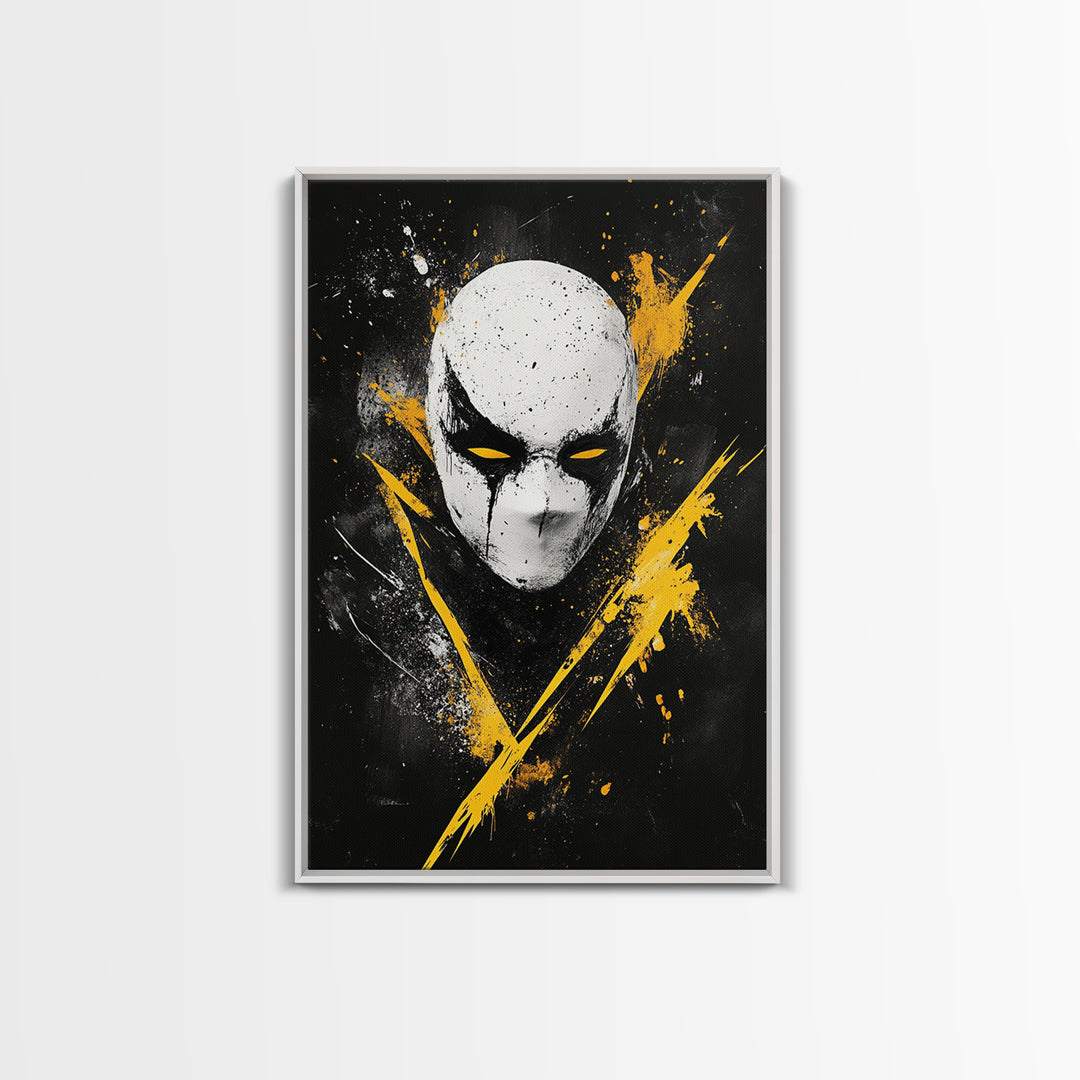 Bakongo Tribal Mask Gold Canvas Print, African Ethnic Face Artwork, Spiritual Wall Hanging Decor, Real Wood Frame