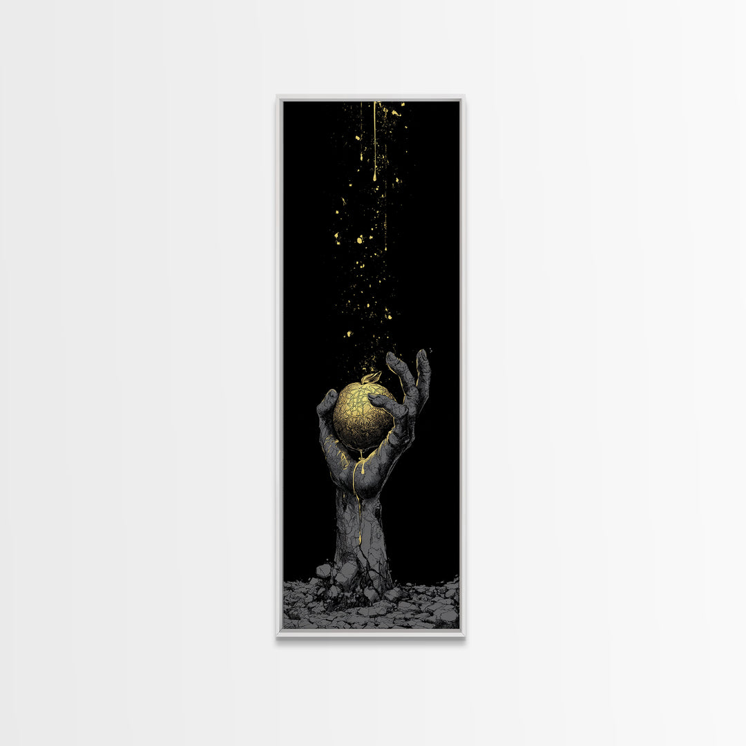 Golden Apple of Idunn Canvas Gold Art Canvas Art, Norse Mythology Viking Decor for Dad Gift or Office, in real wood frame