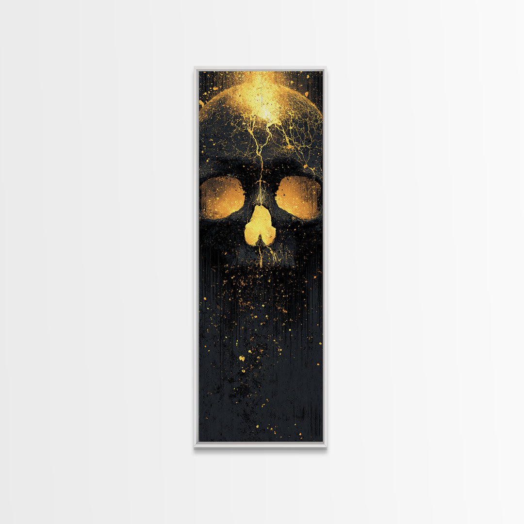 Skull of Ragnarok Canvas Gold Art Canvas Art | Norse Mythology Wall Decor for Man Cave or Office | Viking Style Frame in Real Wood