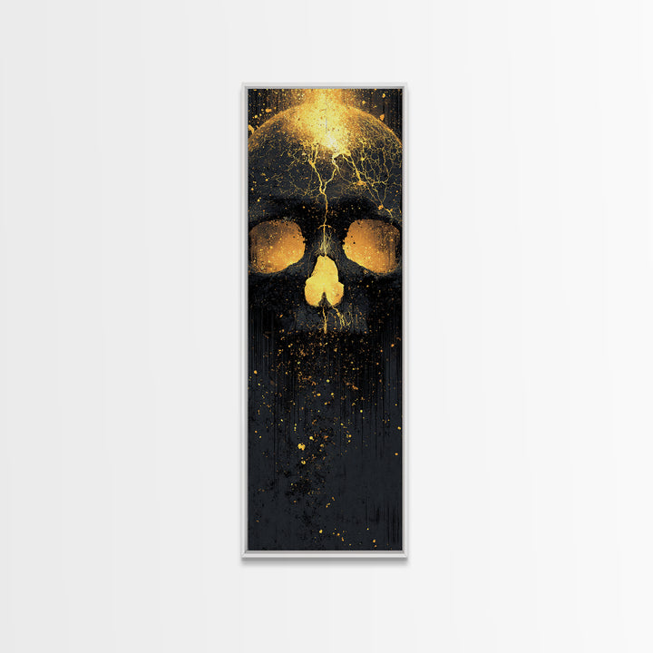 Skull of Ragnarok Canvas Gold Art Canvas Art | Norse Mythology Wall Decor for Man Cave or Office | Viking Style Frame in Real Wood