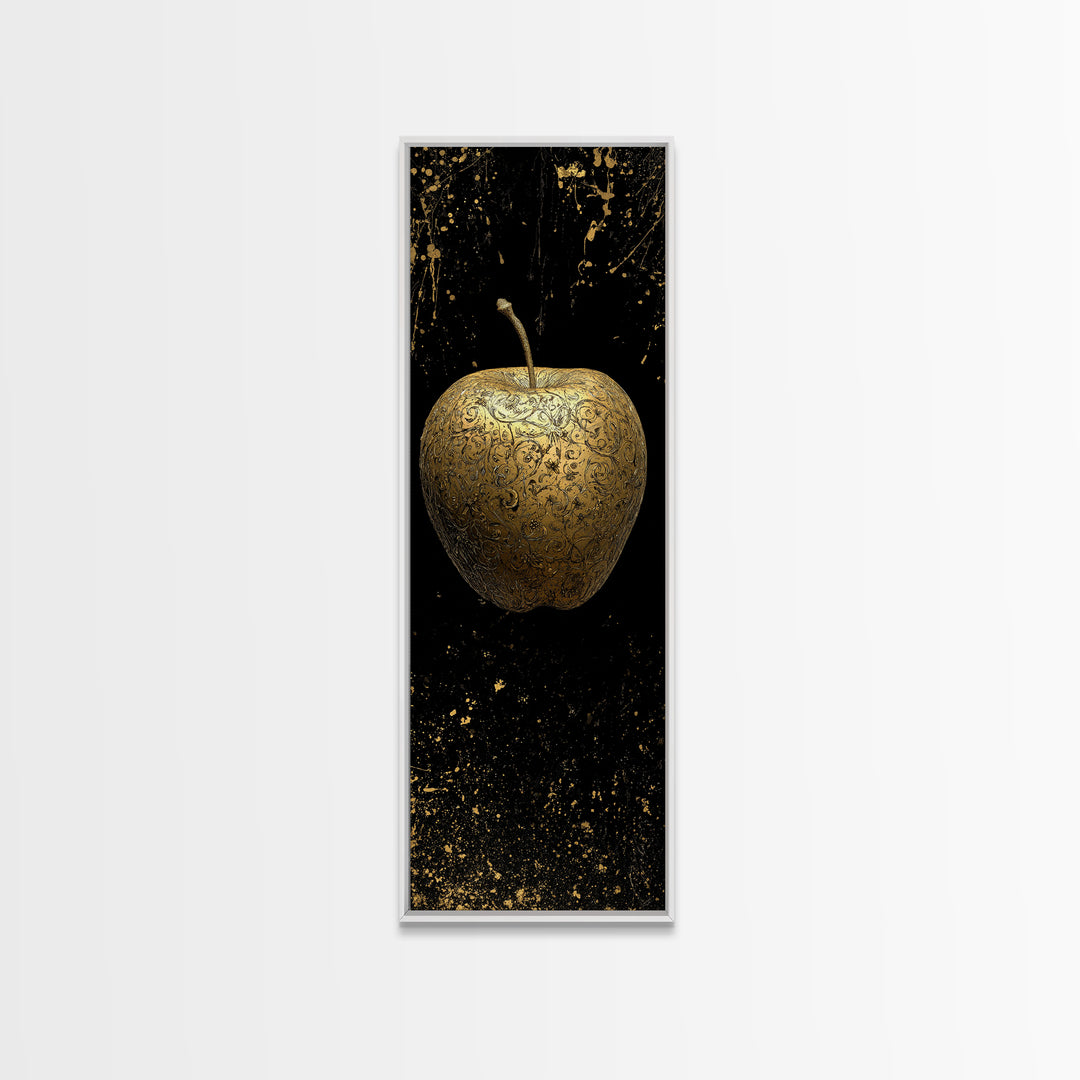 Golden Apple of Idunn Canvas Gold Art Canvas Art, Norse Mythology Wall Decor, Viking Man Cave or Office Art in natural wood frame