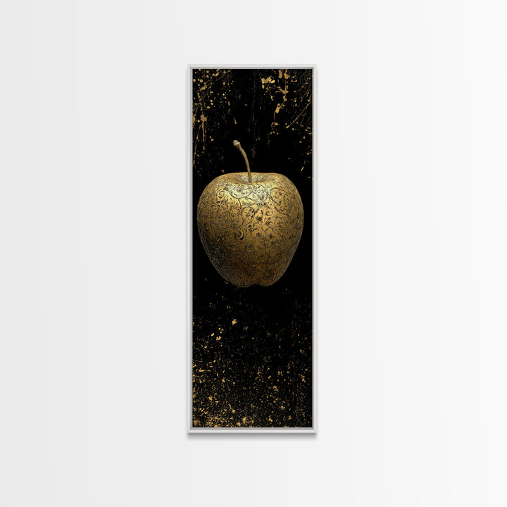 Golden Apple of Idunn Canvas Gold Art Canvas Art, Norse Mythology Wall Decor, Viking Man Cave or Office Art in natural wood frame