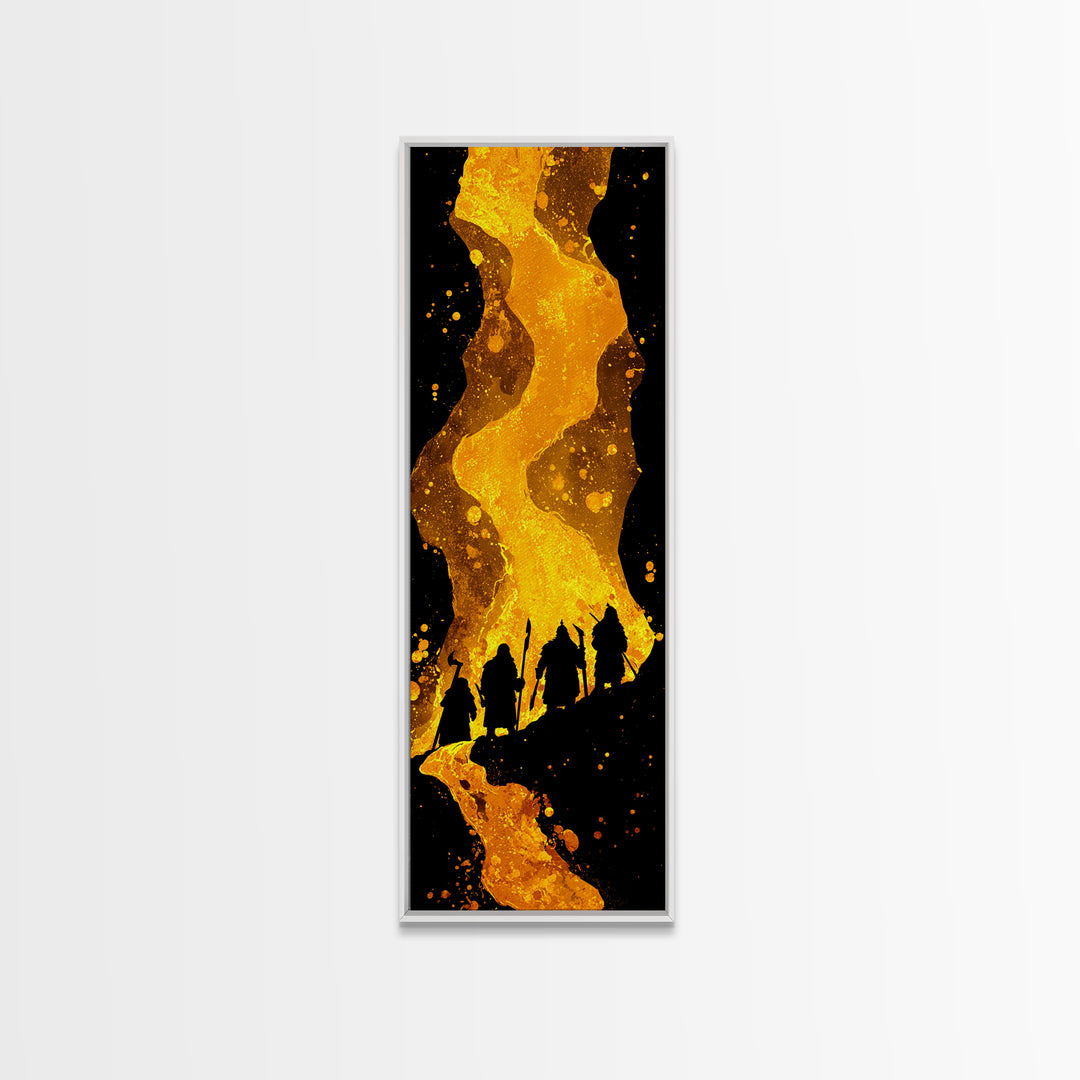 Nordic Einherjar Warriors Canvas Gold Art, Viking Canvas Art for Mythology Lovers, Office Art or Dad Gift, Bold Statement Piece in Solid Wood Frame