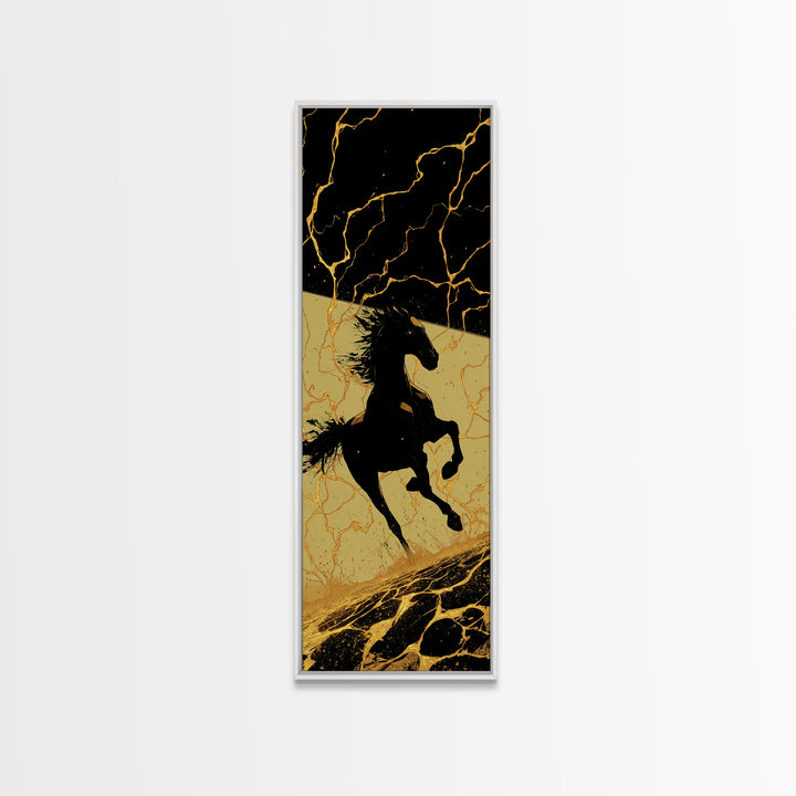 Sleipnir Odin’s Horse Canvas Gold Art, Viking Canvas Art Norse Mythology Decor, Nordic Warrior Office Wall Art Framed in Real Wood