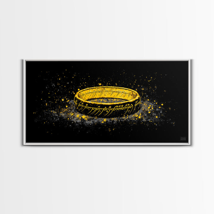 Norse Mythology Rune Ring Canvas Gold Art Viking Symbolic Canvas Art, Man Cave Wall Decor framed in authentic natural wood