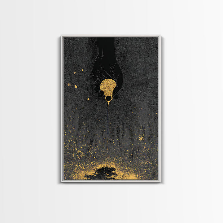 Eternal Golden Apple Canvas Gold Art Canvas Art | Norse Myth Decor | Pagan Wall Art for Office or Man Cave | Framed with Wood