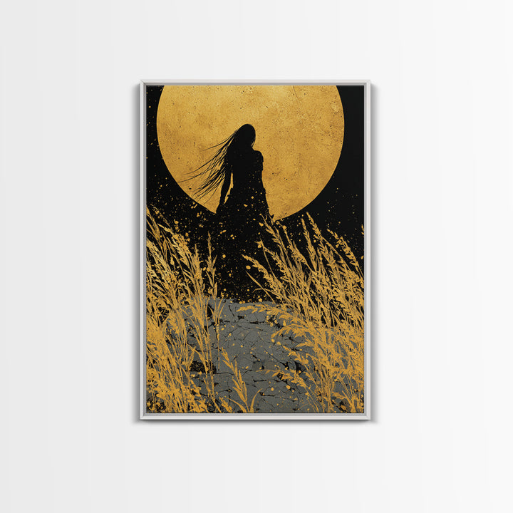 Freyja Norse Myth Canvas Gold Art Canvas Art, Nordic Goddess Wall Decor in real wood frame, Viking Office Art, Mythology Dad Gift