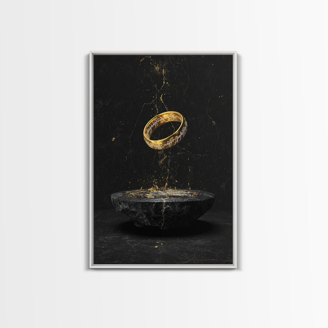 Nordic Mythology Rune Ring Canvas Gold Art Canvas Art – Viking Inspired Office Wall Decor, Man Cave Gift framed with real wood frame