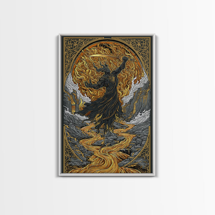 Norse Horse Sleipnir Canvas Art Canvas Gold Art Wall Print Nordic Mythology Office Art Dad Gift Man Cave framed in real wood