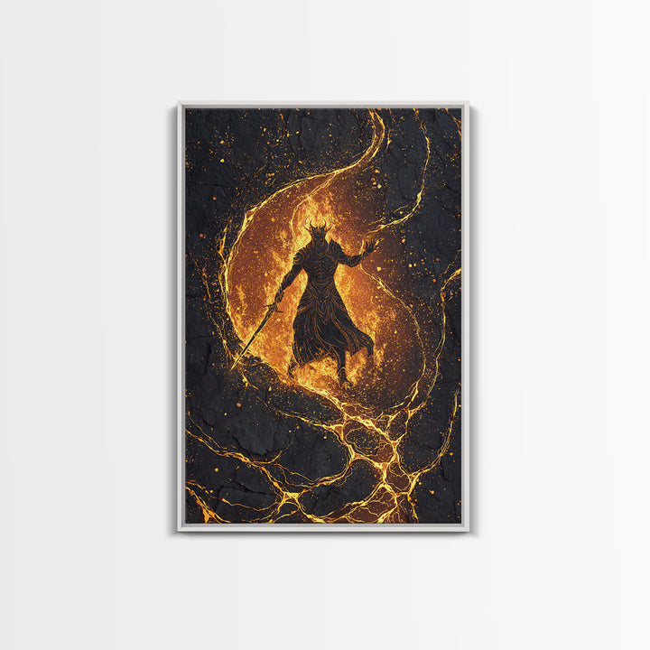 Canvas Art Sleipnir Norse Horse Canvas Gold Art Viking Mythology Wall Decor Office Art Man Cave framed in handcrafted wood frame