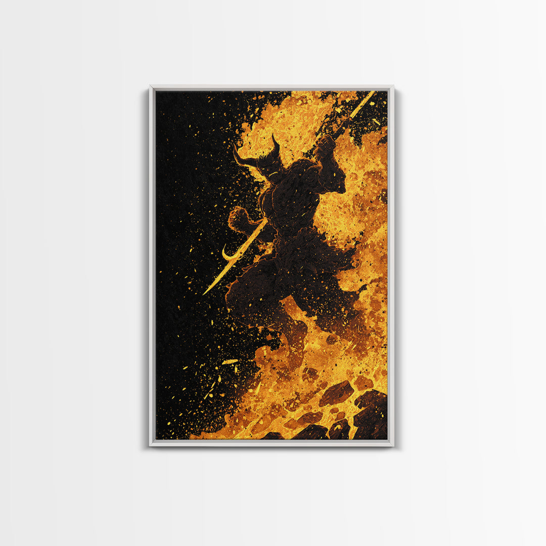 Sleipnir Nordic Horse of Odin Canvas Gold Art Norse Wall Canvas Art Viking Office Decor Man Cave framed with natural real wood