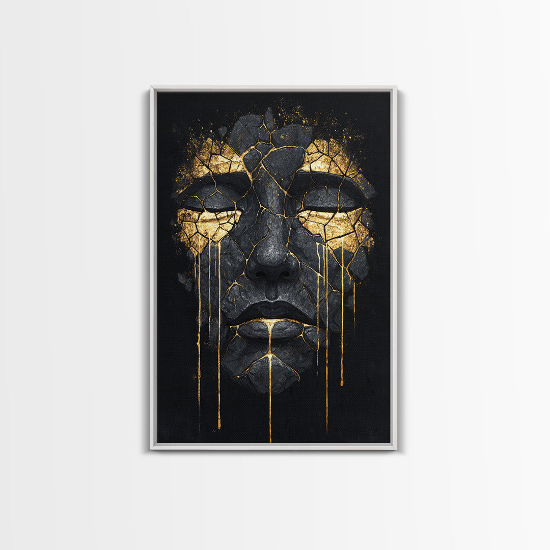 Canvas Gold Art Canvas Art of Yggdrasil | Norse World Tree Artwork in a Real Wood Frame | Viking Decor for Study, Man Cave, or Office