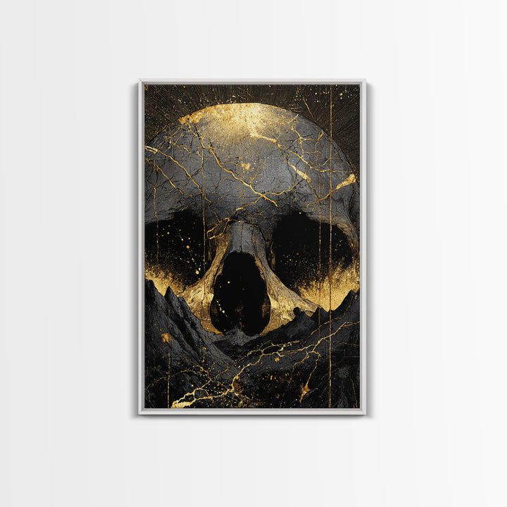 Norse God Ymir Canvas Gold Art Canvas Art | Giant of Creation Nordic Wall Art | Framed Mythology Decor with Real Wood Frame