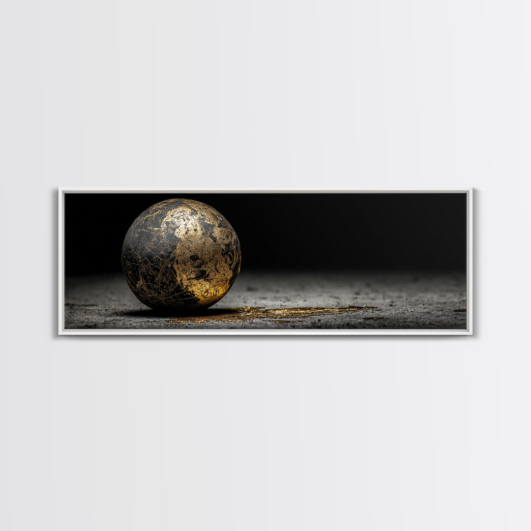 Norse Cosmos Orb Canvas Gold Art Nordic Mythology Canvas Art Viking Sphere Decor framed in authentic wood, Unique Dad Gift