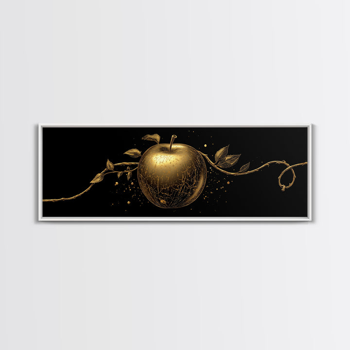 Golden Apple of Idunn Canvas Gold Art Norse Mythology Canvas Art Viking Decor framed in real wood, Unique Nordic Office Art